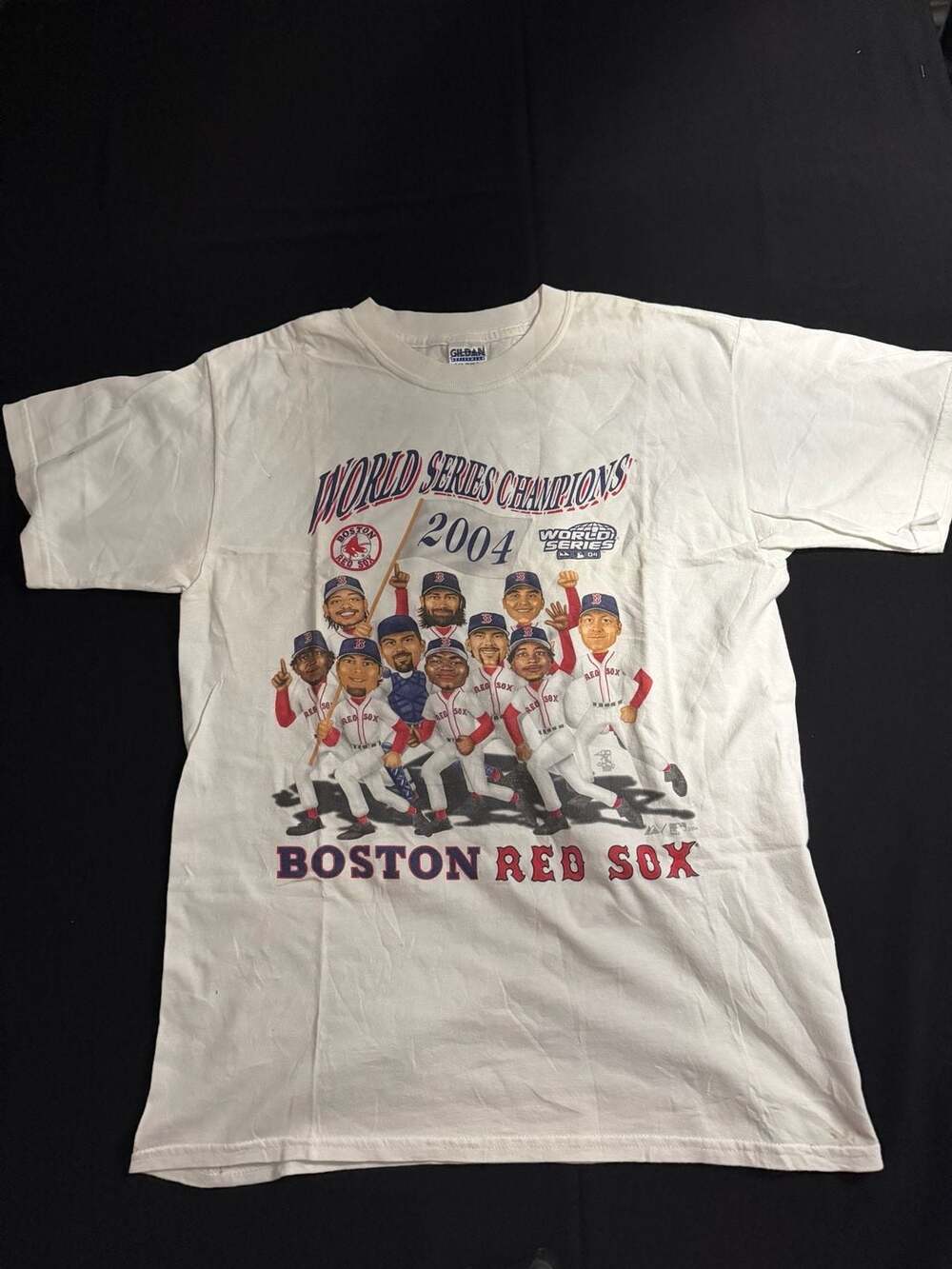 Vintage 2004 Boston Red Sox World Series Champions Caricature T-Shirt Medium